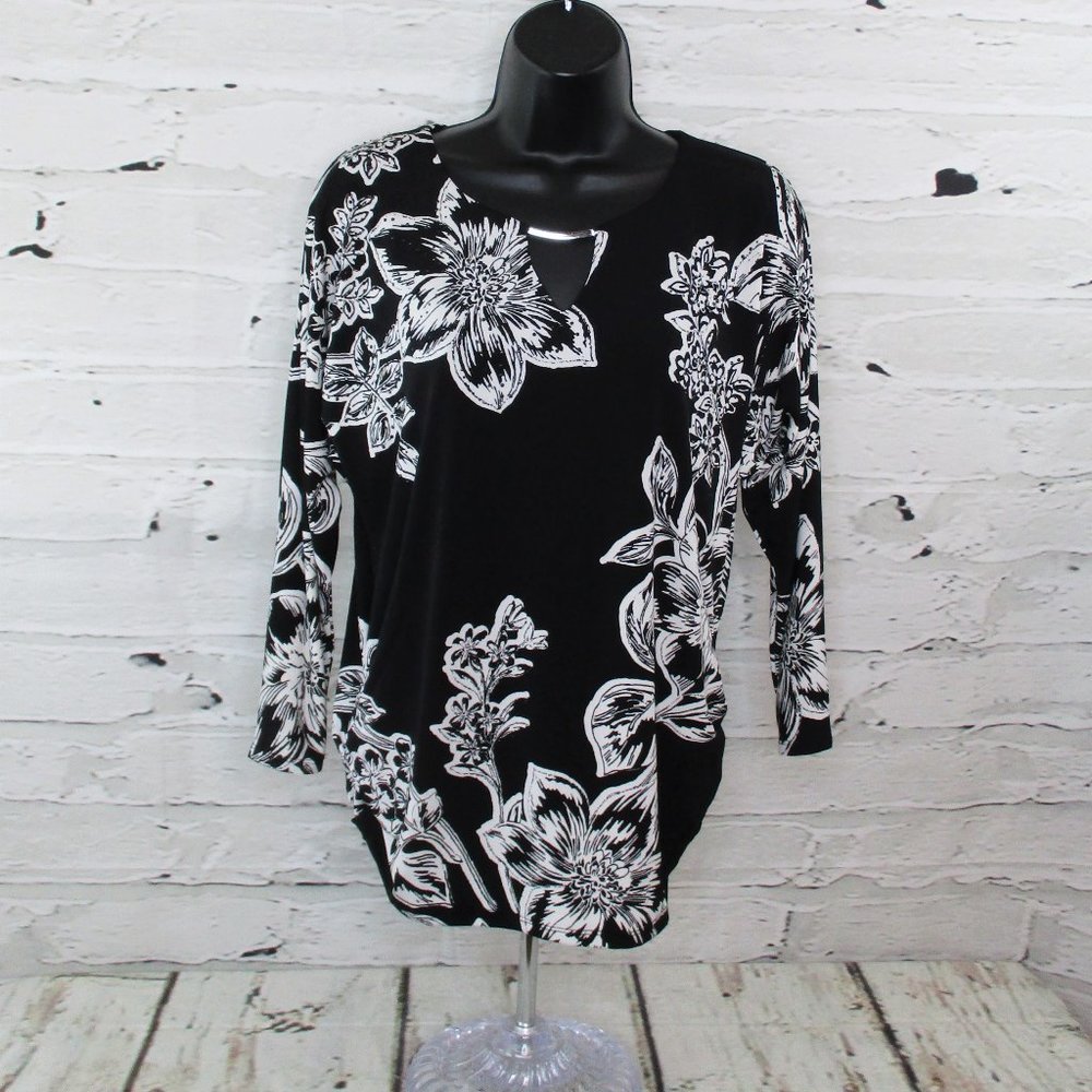 JM Collection Embellished Floral Print Tunic Top